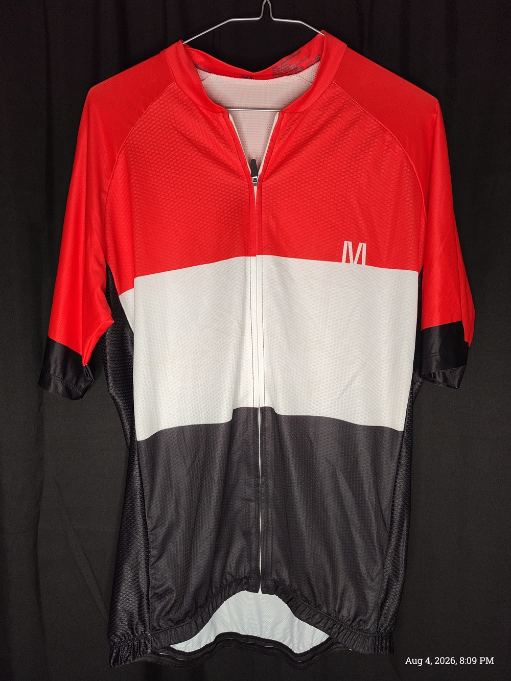 Montella  Red Black White Stripped Cycling Jersey